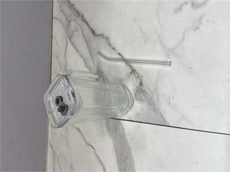 Glass Pitcher with Straw