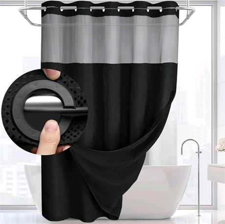 No Hook Shower Curtain with Snap in