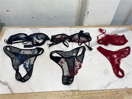 (XL) 3 Pack Bra and Panty Set for Women Sexy