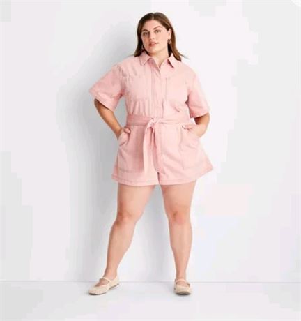 (XXL) Women's Short Sleeve Utility Romper -