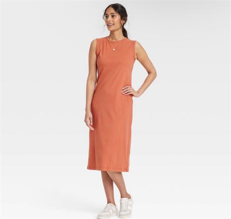(M) Women's Knit Midi Shift Dress