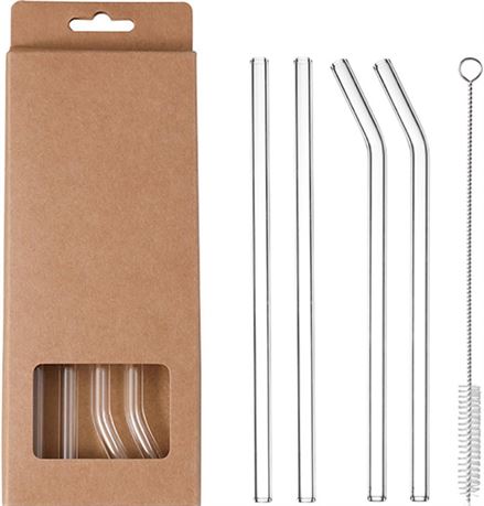 Sturdy Glass Drinking Straw Set Unique Glass