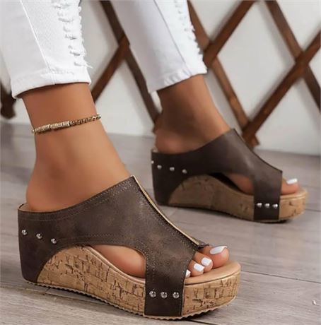 Size (6) Women's Platform Wedge Sandals,