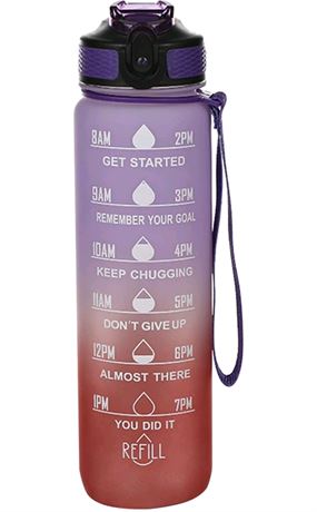 32 Oz Water Bottles with Time Marker