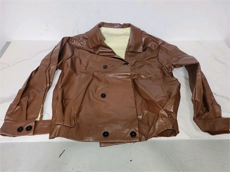 Men's Genuine Real Leather 5 Button Coat