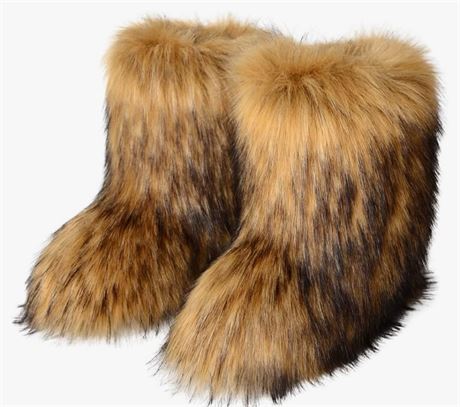 (11.5) Furry Faux Fur Boots Women's Winter