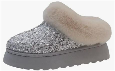 (11.5) Womens Plush Cuddle Slides - Thick