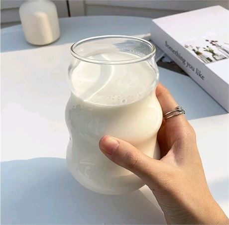 6Pack Ribbed Glass Cup 18 Oz Vintage