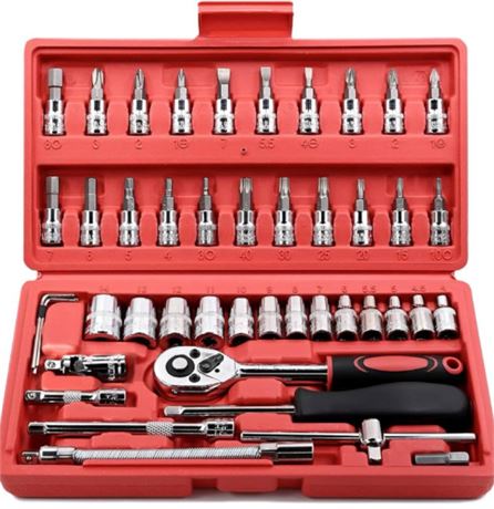 Egofine 46 Pieces 1/4 inch Drive Socket Ratchet