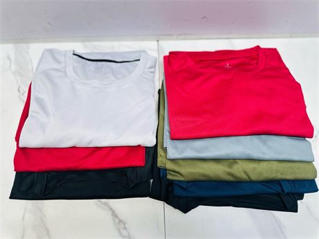 8 PC - Sports Plain T-Shirts ( 4 Large & 3 XL)