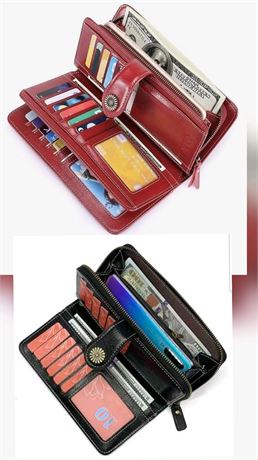 2 Card Holder Womens Wallet Leather