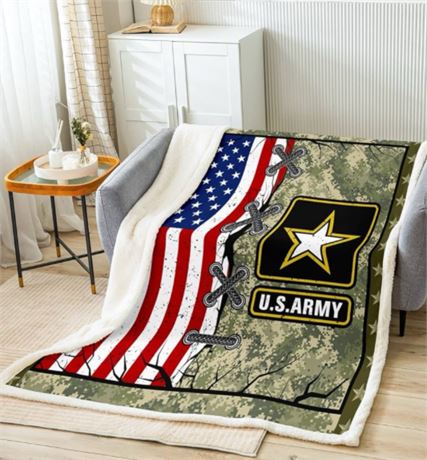 American Flag Blanket for Adult Boys Army