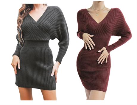 Set of 2 - (L) Sweater Dress for Women -