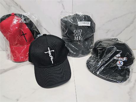 Bundle Of 4 One Size Caps Red, Grey, Black