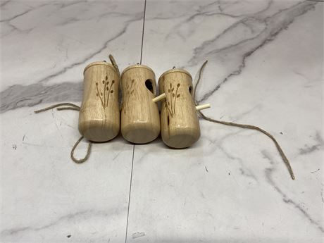 Lot of 3 Wooden Bird Call Whistles
