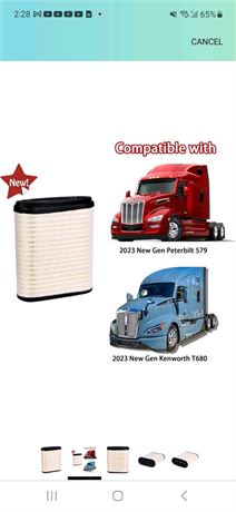 D37-1061 Engine Air Filter for 2023 Kenworth