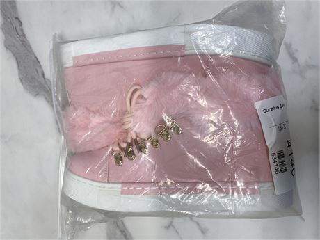 (Size 9.5) Pink Fur High-Top Sneakers