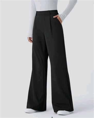(Size Large) High Waisted Side Pocket Work Flare Pants