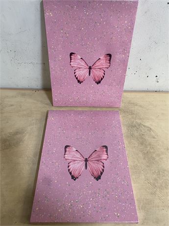 Pink Butterfly Canvas Art Set