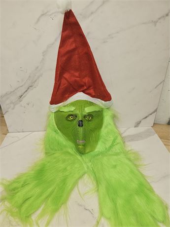 Grinch Costume Mask with Santa Hat