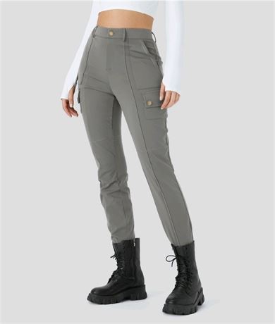 (L) High Waisted Button Zipper Multiple Pockets