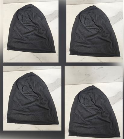 Lot of 4 Black Beanies Thin Fabric