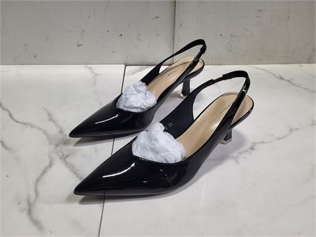 (Size 8) Black Patent Slingback Heels women