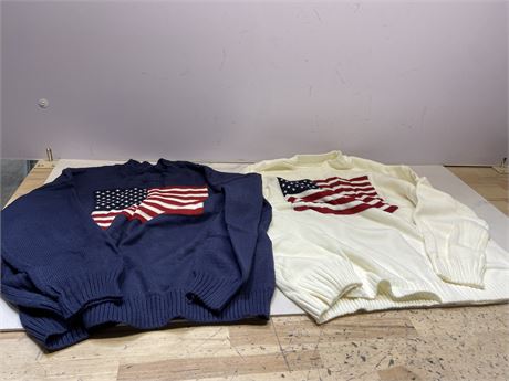 (Medium) Unisex Lot of 2 American Flag Sweaters