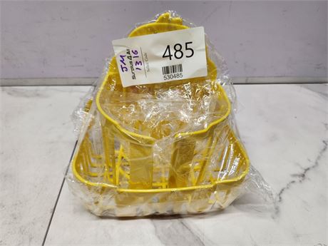 2 Yellow Plastic Wall-Mounted Baskets