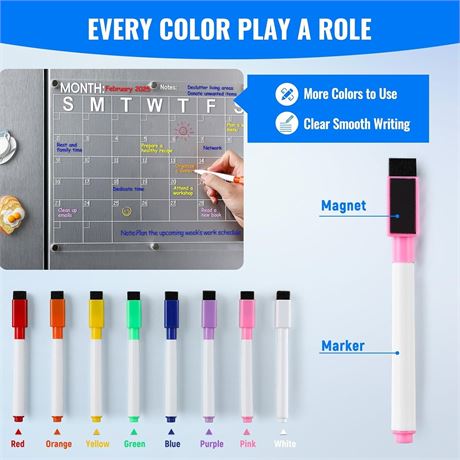 Large Acrylic Magnetic Calendar for Refrigerator