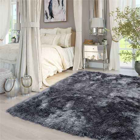 5�x7� Feet Shag Silver Gray Grey Charcoal Colors