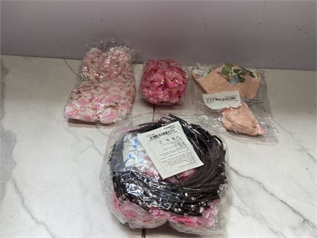 Lot of Artificial Flowers and Wreaths