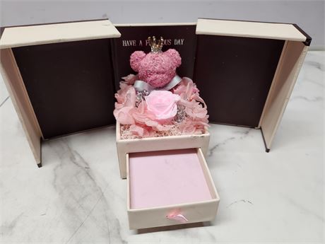 Small Jewelry Holder Box with Teddy Bear Keepsake