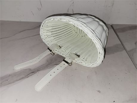 White Wicker Basket with Straps