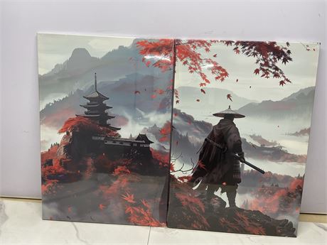 Samurai and Pagoda Canvas Art Set