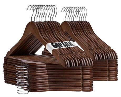 Wooden Hangers 60 Pack Wood Hangers Set
